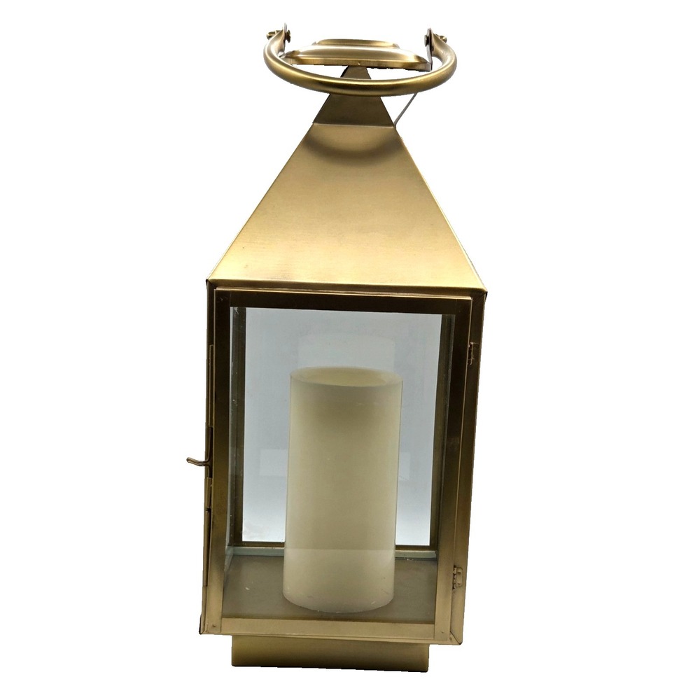Scott Living Metal Hurricane‎ Lantern with Candle  15" TALL  Retail $60 Cottage